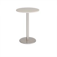 Monza circular poseur table with flat round brushed steel base 800mm - Light Grey