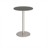 Monza circular poseur table with flat round brushed steel base 800mm - Onyx Grey