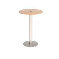 Monza circular poseur table 800mm with central circular cutout 80mm - beech