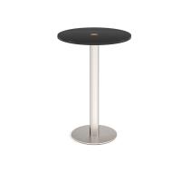 Monza circular poseur table 800mm with central circular cutout 80mm - black