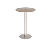 Monza circular poseur table 800mm with central circular cutout 80mm - Barcelona walnut