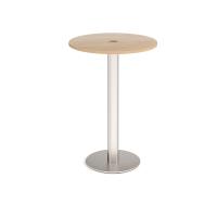 Monza circular poseur table 800mm with central circular cutout 80mm - Kendal oak