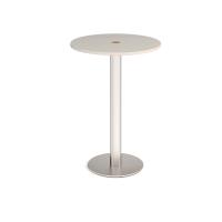Monza circular poseur table 800mm with central circular cutout 80mm - Light Grey