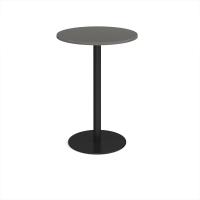 Monza circular poseur table with flat round black base 800mm - Onyx Grey