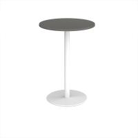 Monza circular poseur table with flat round white base 800mm - Onyx Grey