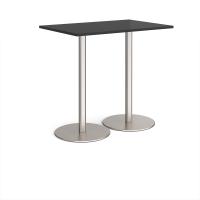Monza rectangular poseur table with flat round brushed steel bases 1200mm x 800mm - Black