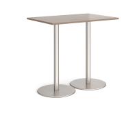 Monza rectangular poseur table with flat round brushed steel bases 1200mm x 800mm - Barcelona walnut