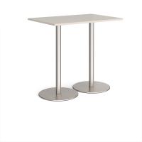 Monza rectangular poseur table with flat round brushed steel bases 1200mm x 800mm - Light Grey