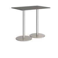 Monza rectangular poseur table with flat round brushed steel bases 1200mm x 800mm - Onyx Grey