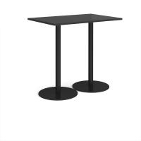 Monza rectangular poseur table with flat round black bases 1200mm x 800mm - Black