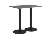 Monza rectangular poseur table with flat round black bases 1200mm x 800mm - Onyx Grey