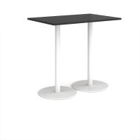 Monza rectangular poseur table with flat round white bases 1200mm x 800mm - Black