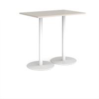 Monza rectangular poseur table with flat round white bases 1200mm x 800mm - Light Grey