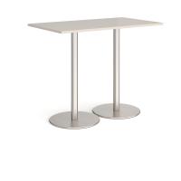 Monza rectangular poseur table with flat round brushed steel bases 1400mm x 800mm - Light Grey
