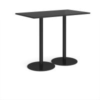 Monza rectangular poseur table with flat round black bases 1400mm x 800mm - Black