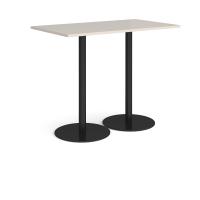 Monza rectangular poseur table with flat round black bases 1400mm x 800mm - Light Grey