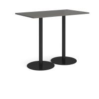 Monza rectangular poseur table with flat round black bases 1400mm x 800mm - Onyx Grey