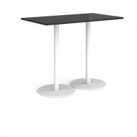Monza rectangular poseur table with flat round white bases 1400mm x 800mm - Black