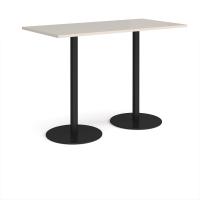 Monza rectangular poseur table with flat round black bases 1600mm x 800mm - Light Grey