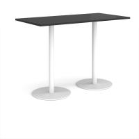 Monza rectangular poseur table with flat round white bases 1600mm x 800mm - Black