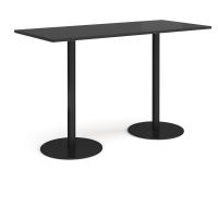 Monza rectangular poseur table with flat round black bases 1800mm x 800mm - Black