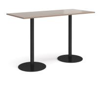 Monza rectangular poseur table with flat round black bases 1800mm x 800mm - Barcelona walnut