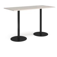 Monza rectangular poseur table with flat round black bases 1800mm x 800mm - Light Grey