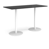 Monza rectangular poseur table with flat round white bases 1800mm x 800mm - Black