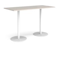 Monza rectangular poseur table with flat round white bases 1800mm x 800mm - Light Grey