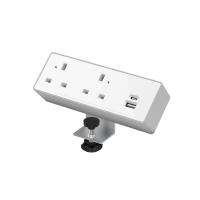 Double Socket 240v with 1x 30W USB-C and 1x 27W USB-A Silver / White