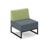 Nera modular soft seating single bench with back and black frame - elapse grey seat with endurance green back