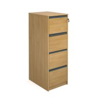 Filing cabinet with 4 drawers and graphite finger pull handles 1353mm high - oak