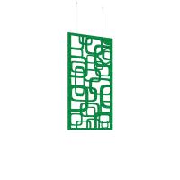 Piano Chords acoustic patterned hanging screens in dark green 1200 x 600mm with hanging wires and hooks - Bygone (4 pack)