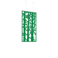 Piano Chords acoustic patterned hanging screens in dark green 1200 x 600mm with hanging wires and hooks - Shatter (4 pack)