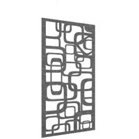 Piano Chords acoustic patterned hanging screens in dark grey 2400 x 1200mm with hanging wires and hooks - Bygone