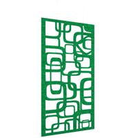 Piano Chords acoustic patterned hanging screens in dark green 2400 x 1200mm with hanging wires and hooks - Bygone