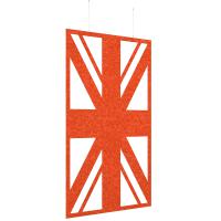 Piano Chords acoustic patterned hanging screens in orange 2400 x 1200mm with hanging wires and hooks - Union