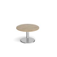 Pisa circular coffee table with round chrome base 800mm - Barcelona walnut
