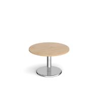 Pisa circular coffee table with round chrome base 800mm - Kendal oak