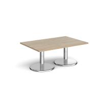 Pisa rectangular coffee table with round chrome bases 1200mm x 800mm - Barcelona walnut