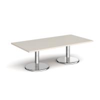 Pisa rectangular coffee table with round chrome bases 1600mm x 800mm - Light Grey