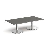 Pisa rectangular coffee table with round chrome bases 1600mm x 800mm - Onyx Grey