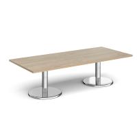 Pisa rectangular coffee table with round chrome bases 1800mm x 800mm - Barcelona walnut