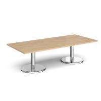 Pisa rectangular coffee table with round chrome bases 1800mm x 800mm - Kendal oak