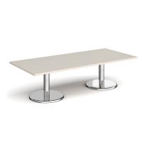 Pisa rectangular coffee table with round chrome bases 1800mm x 800mm - Light Grey