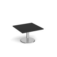 Pisa square coffee table with round chrome base 800mm - Black