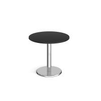 Pisa circular dining table with round chrome base 800mm - Black