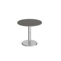Pisa circular dining table with round chrome base 800mm - Onyx Grey