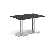 Pisa rectangular dining table with round chrome bases 1200mm x 800mm - Black