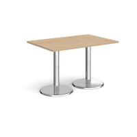 Pisa rectangular dining table with round chrome bases 1200mm x 800mm - Kendal oak